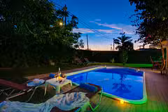 Trapezaki Secret Garden pool night shot