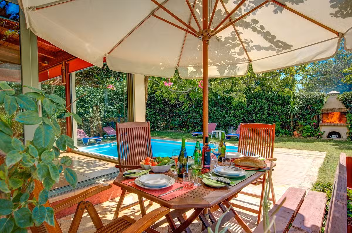 Trapezaki Secret Garden outdoor dining area