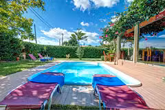 Trapezaki Secret Garden pool and sunloungers