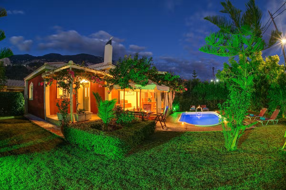 Trapezaki Secret Garden villa night shot